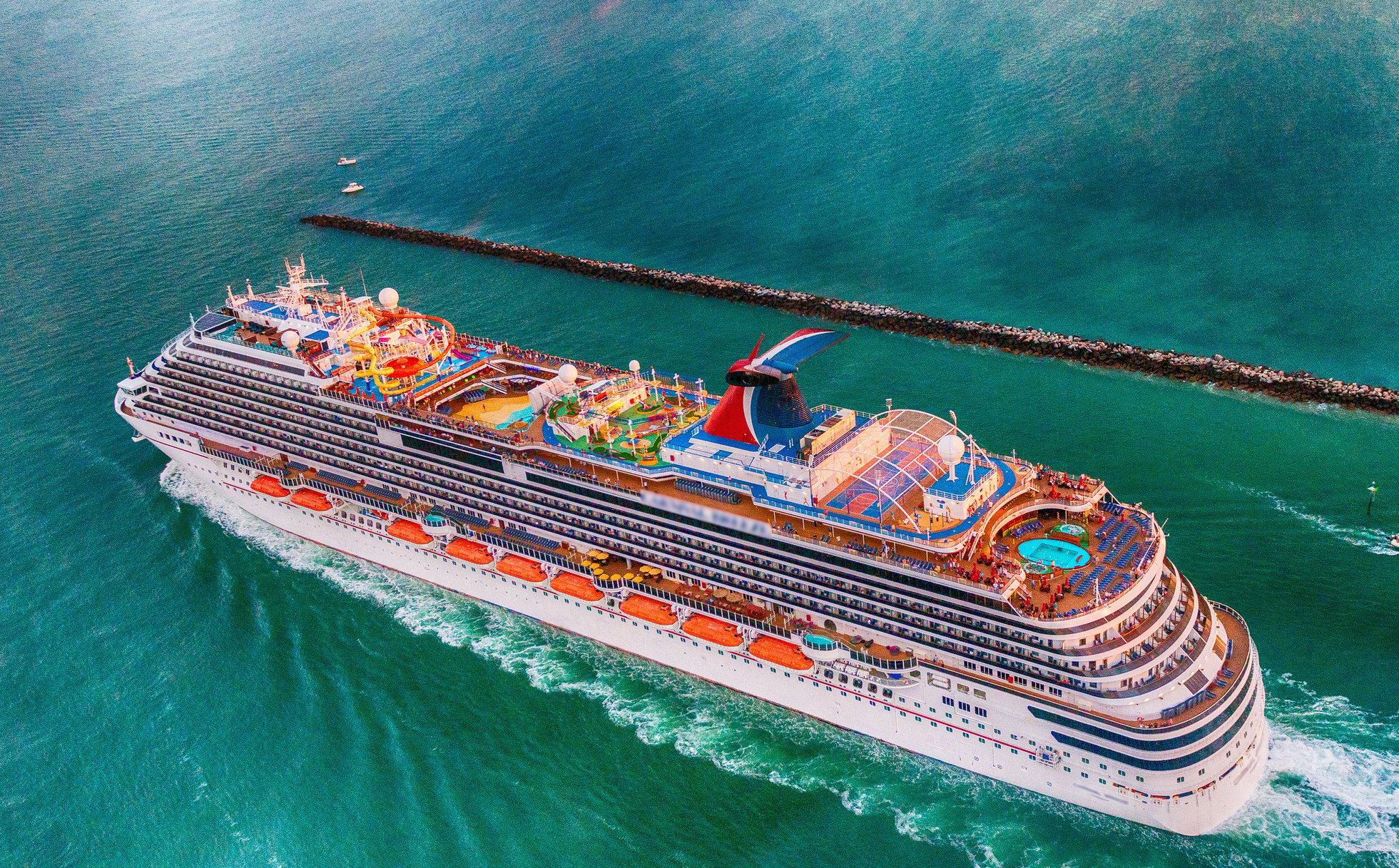 Crusie Ship on the Ocean, Aerial View